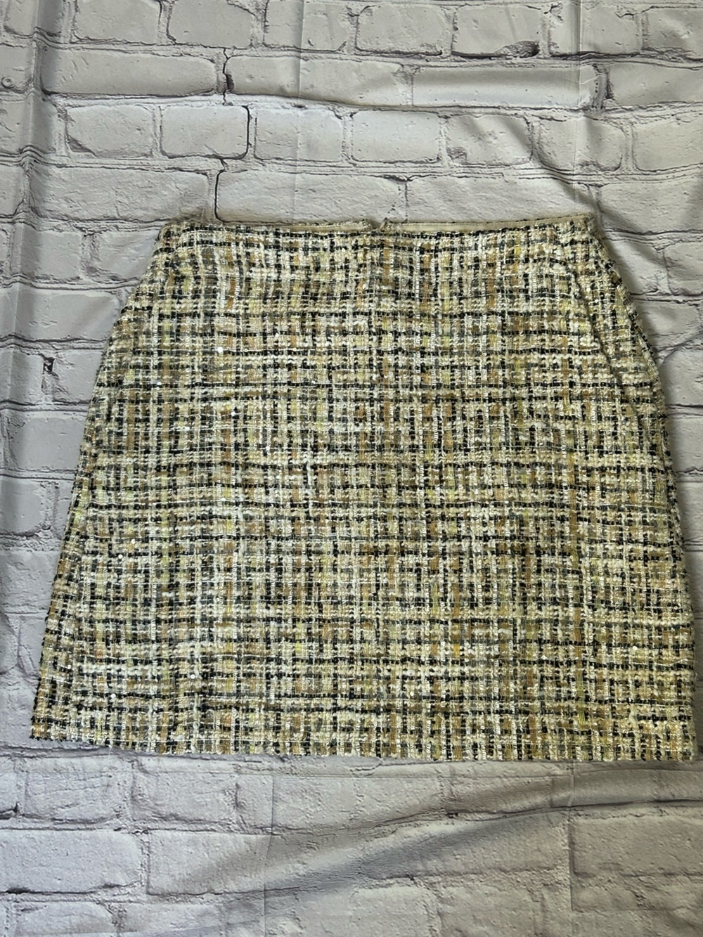 LOFT Cream, Black and Tan Tweed Mini Skirt